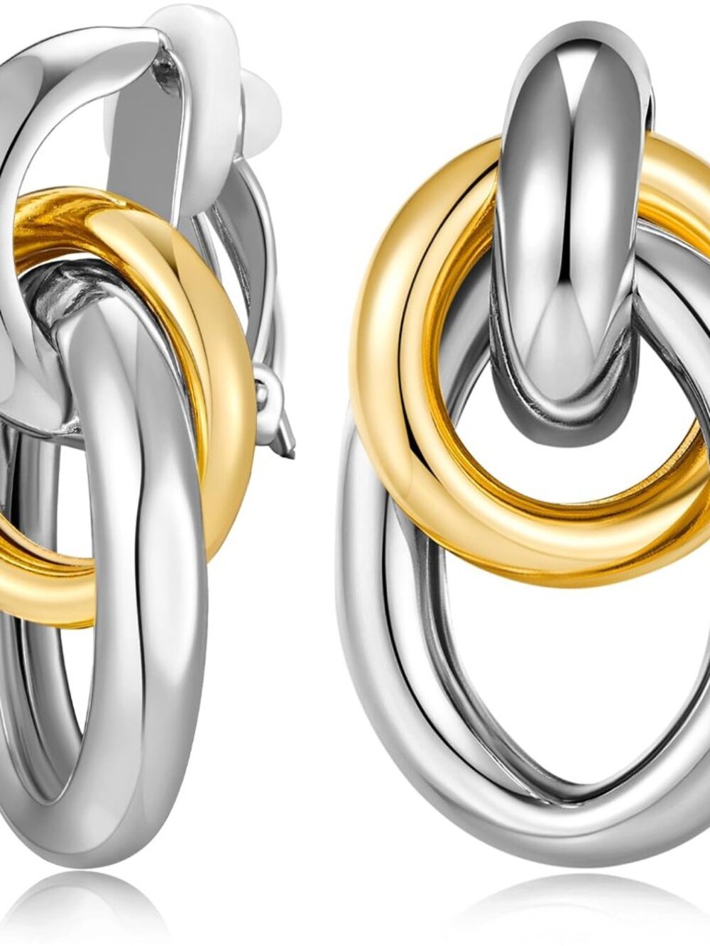 Gold Geometric Clip On Earrings for Women Chunky Gold Knot Link Clip Earrings Tr